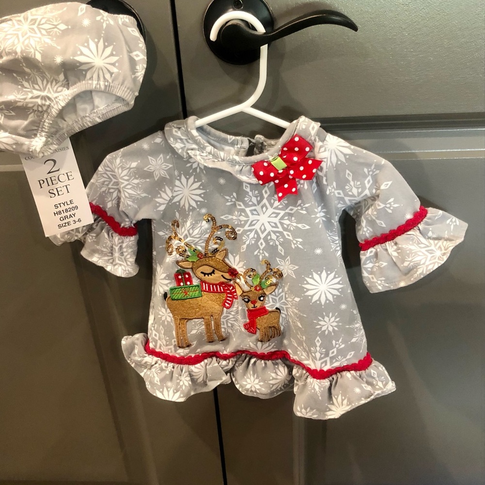 Baby girl Christmas dress and diaper cover